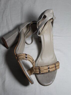 Kaanas Block Heel Ankle Strap Rope Strappy Sandals Silver 10